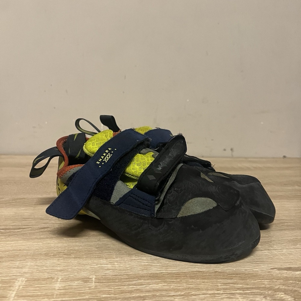 Evolv Agro Rock Climbing Shoes Men's Size 9 Black Yellow Blue